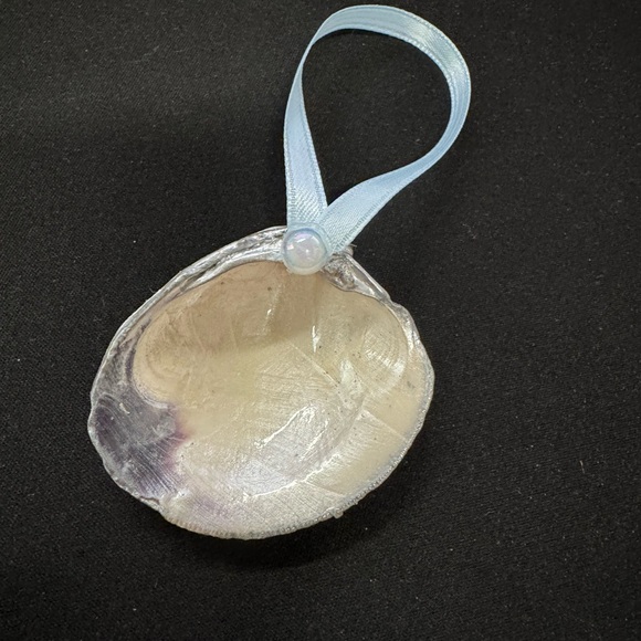 Decorative Rabbit Shell Ornament with Blue Ribbon - Picture 3 of 3